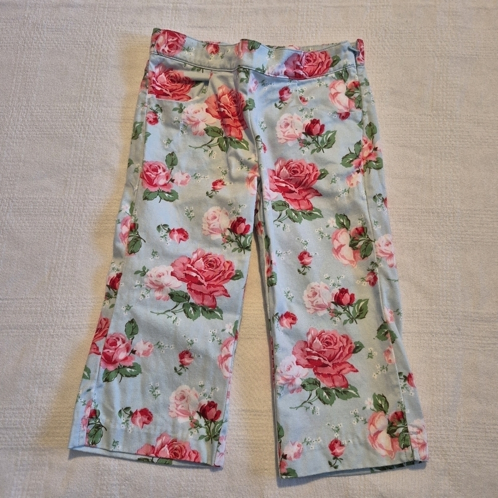 Janie and Jack girls size 4T rose designed pants 2008 line side zipper VGUC